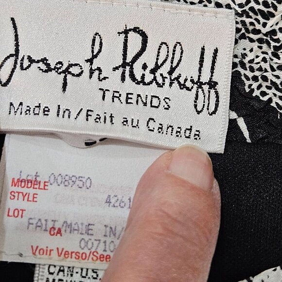 Joseph Ribkoff Floral Black White Jacket Crinkle Size 8 Jewel Zip Pull - Picture 8 of 11